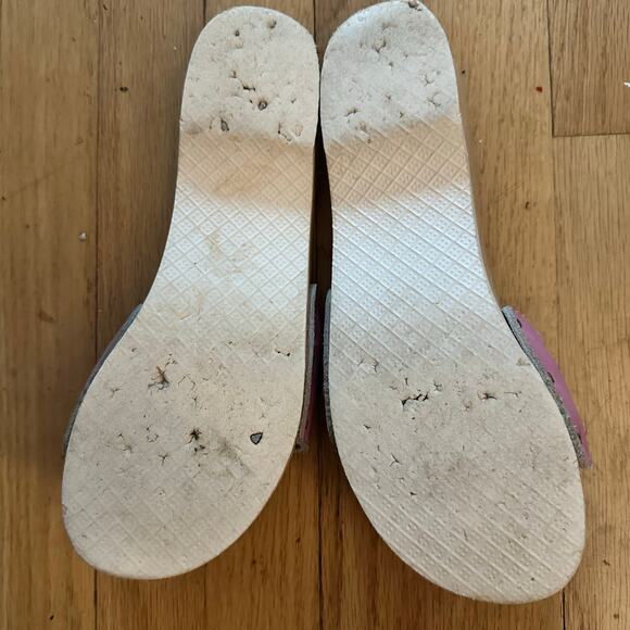 Dr. Scholls Original 10? Exercise Sandals Clogs Vintage Pink Leather Wooden Sole - Picture 6 of 15